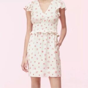 Rebecca Taylor SL Maui Floral Dress Silk Viscose Lined Ruffled Short Sleeve L